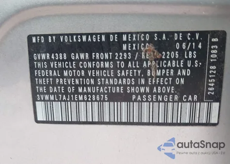 2014 Volkswagen Jetta Sportwagen 2.0L Tdi из США, поврежденный, VIN 3VWML7AJ1EM628675